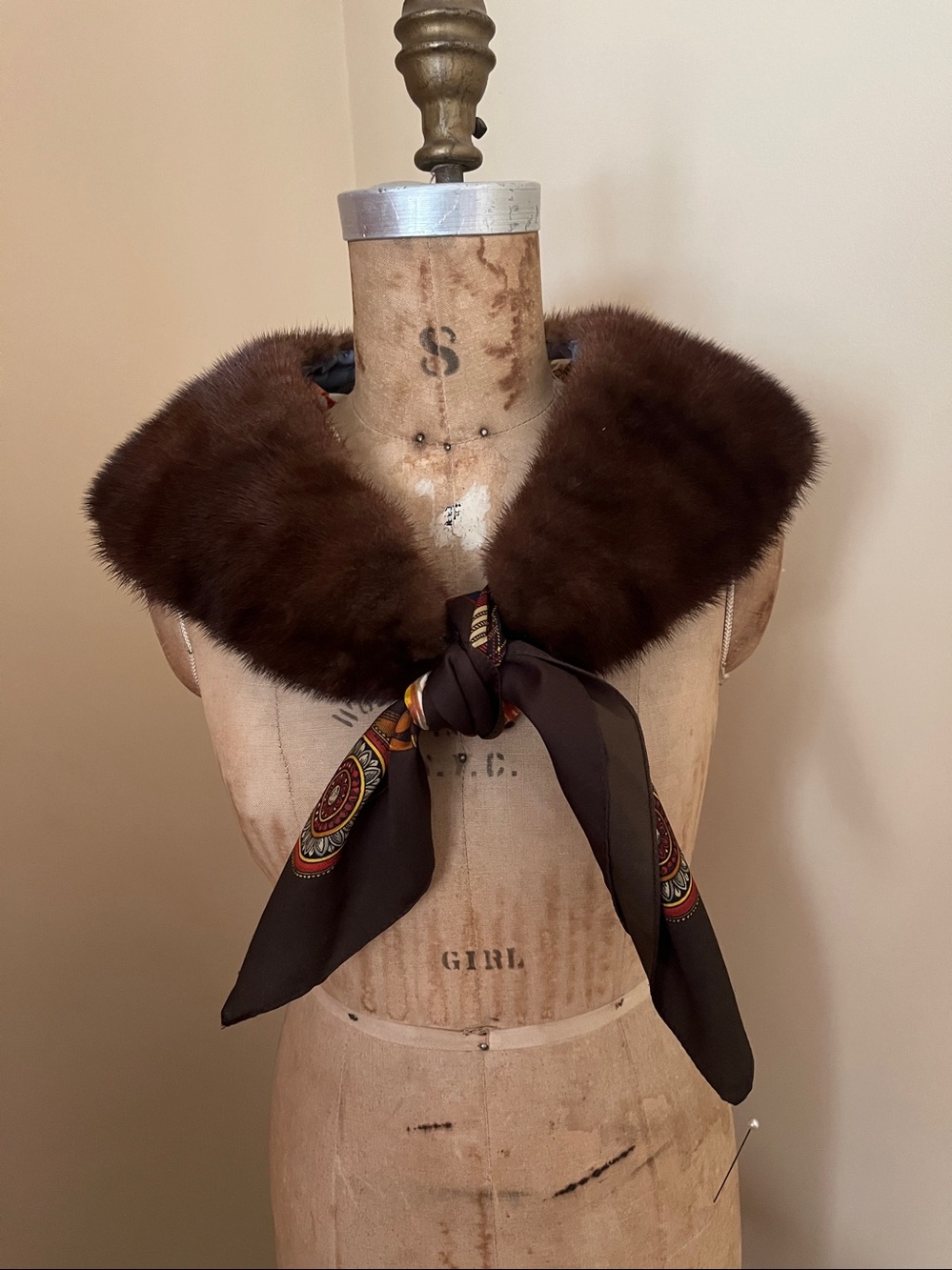 Vintage REAL Mink Collar with new liner and scarf loops